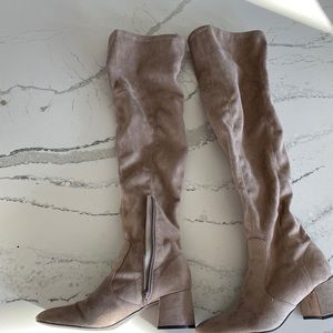 Taupe thigh high boots